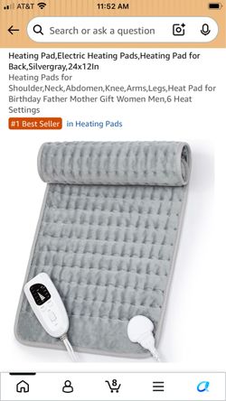 Electric Heating Pad, Silver Gray, 24x12 In