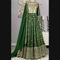 Green Afghan Dress w/ Pants & Scarf