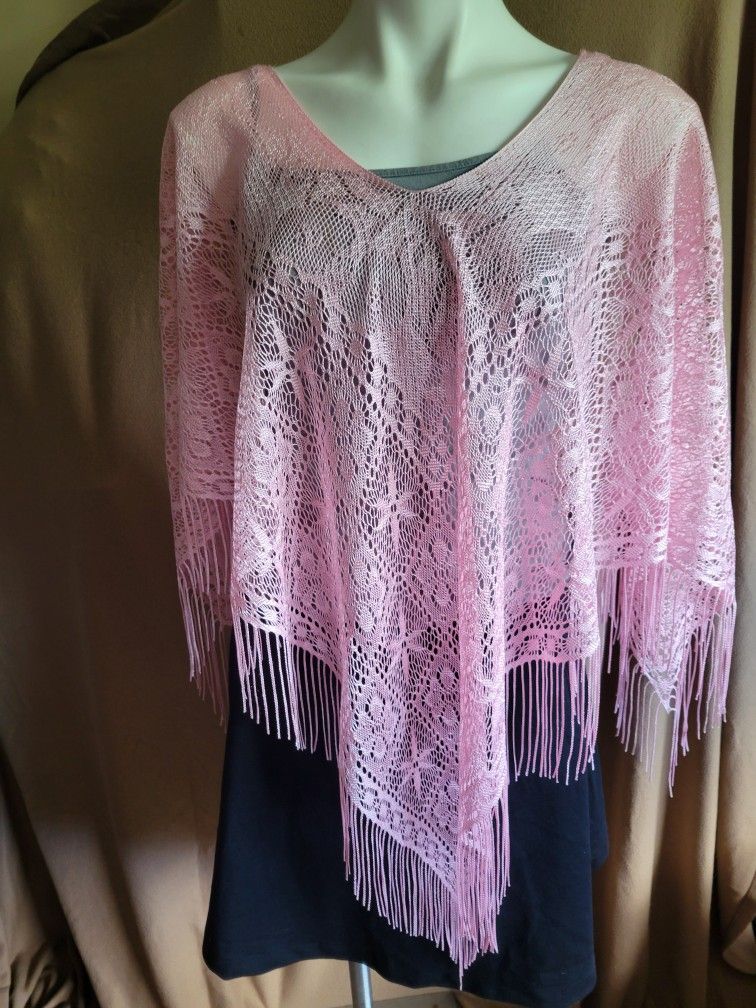 Pink Shawl/poncho Blouse