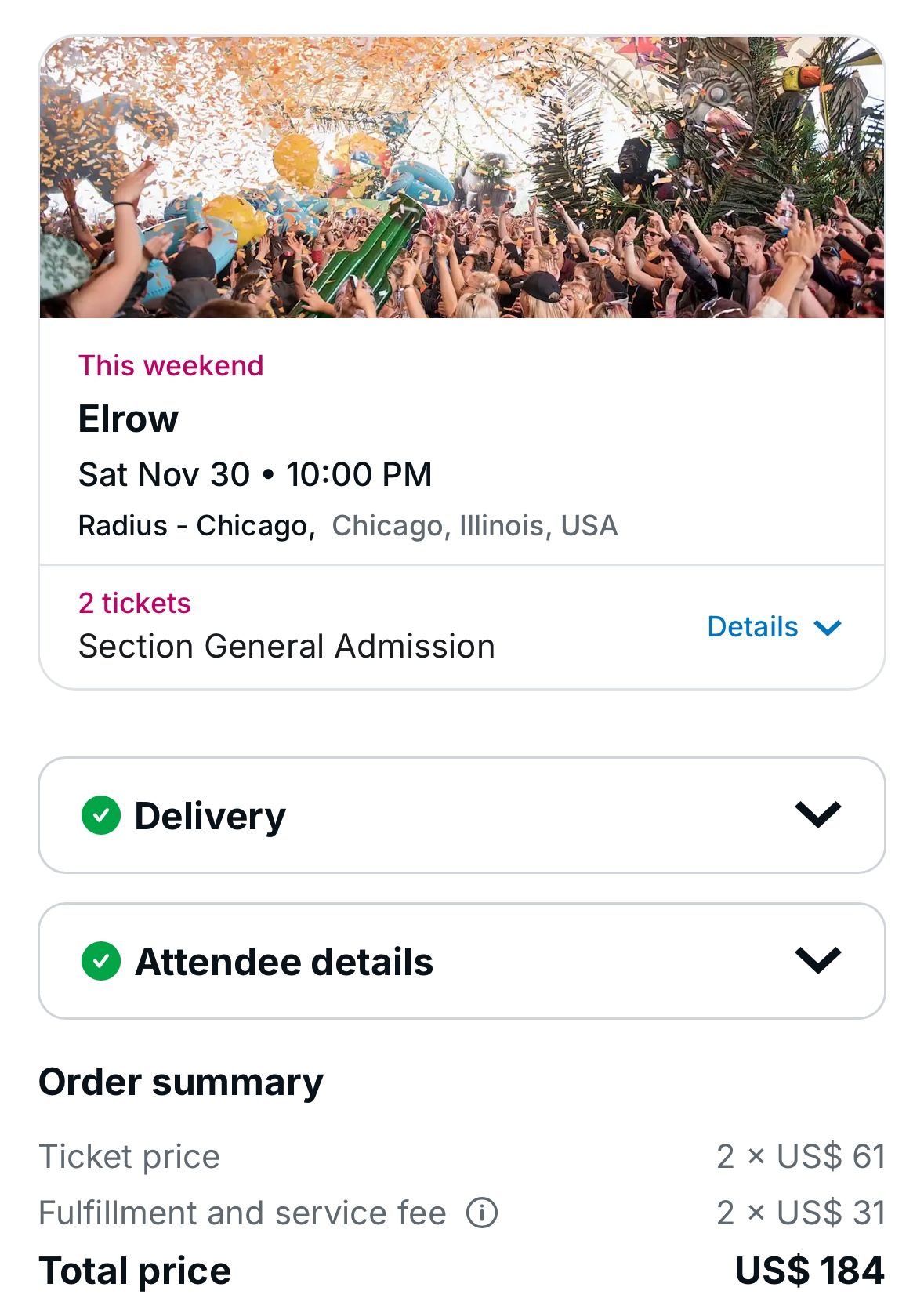 Saturday Elrow General Admission Tickets