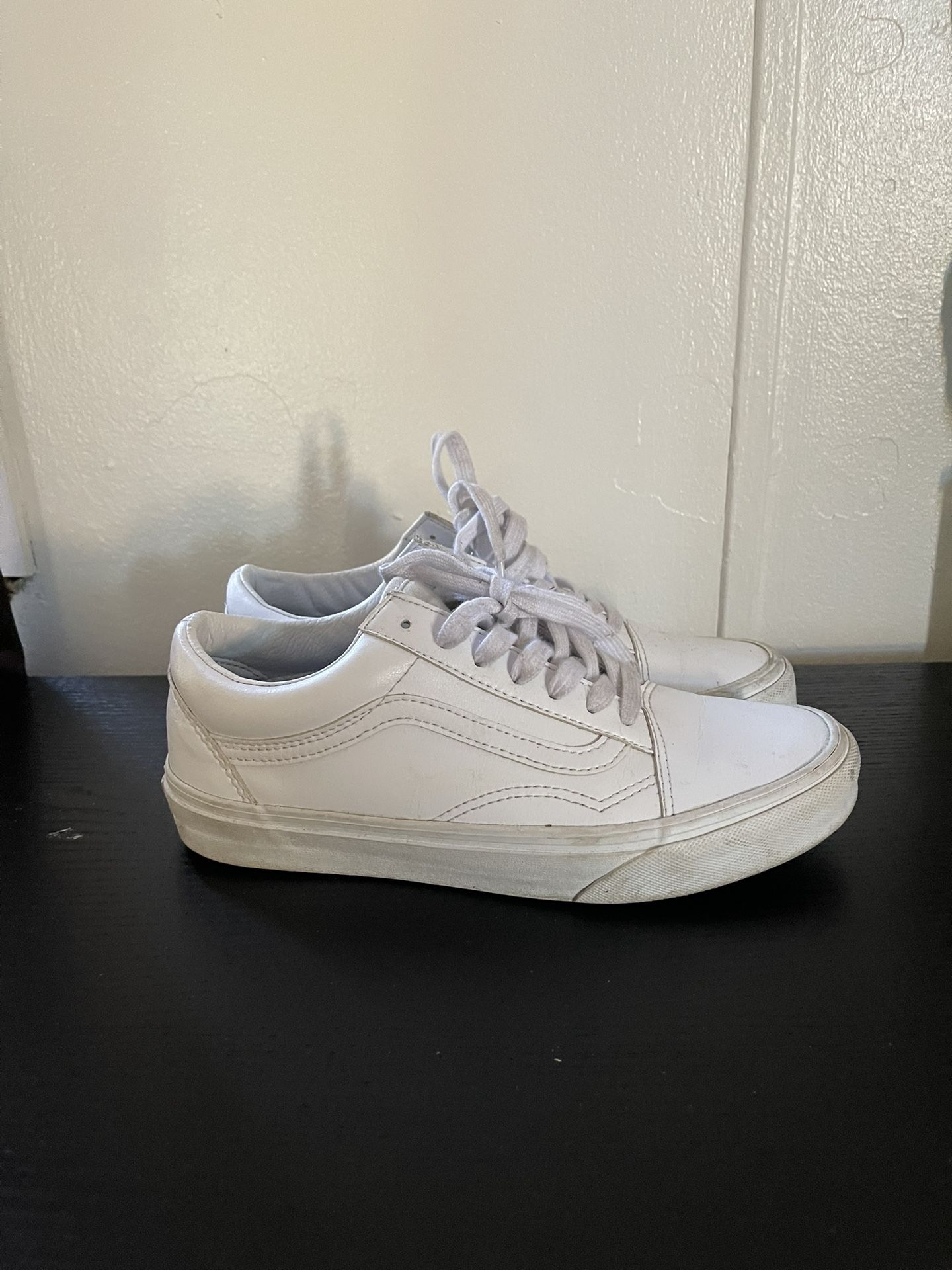 White Leather Vans