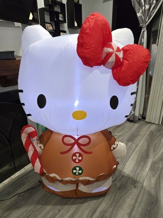 4.5 Ft Hello Kitty in Gingerbread Dress Sanrio Inflatable Christmas Yard Decor