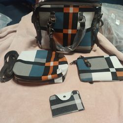 Colorblock Check Pattern  Handbag 