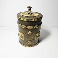 Vintage Chinese Brass Enamel Cigar Humidor