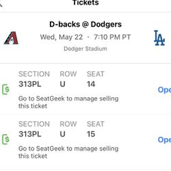 DODGERS TICKET MAY 22nd
