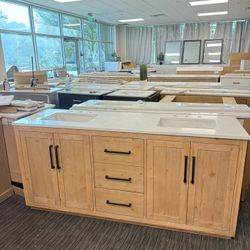 72” Bathroom Vanity In Wood Color 