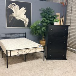 Nice Black Full Size Bedroom Set With Mattress & Dresser - Delivery Available 🚛 