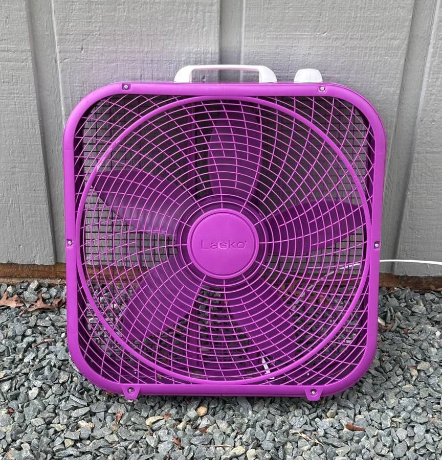 New In Box Lasko 20 Inch Cool Colors 3 Speed Portable Free Standing Box Fan With Weather Resistant Motor 1725 CFM Airflow Energy Efficient Model B2031