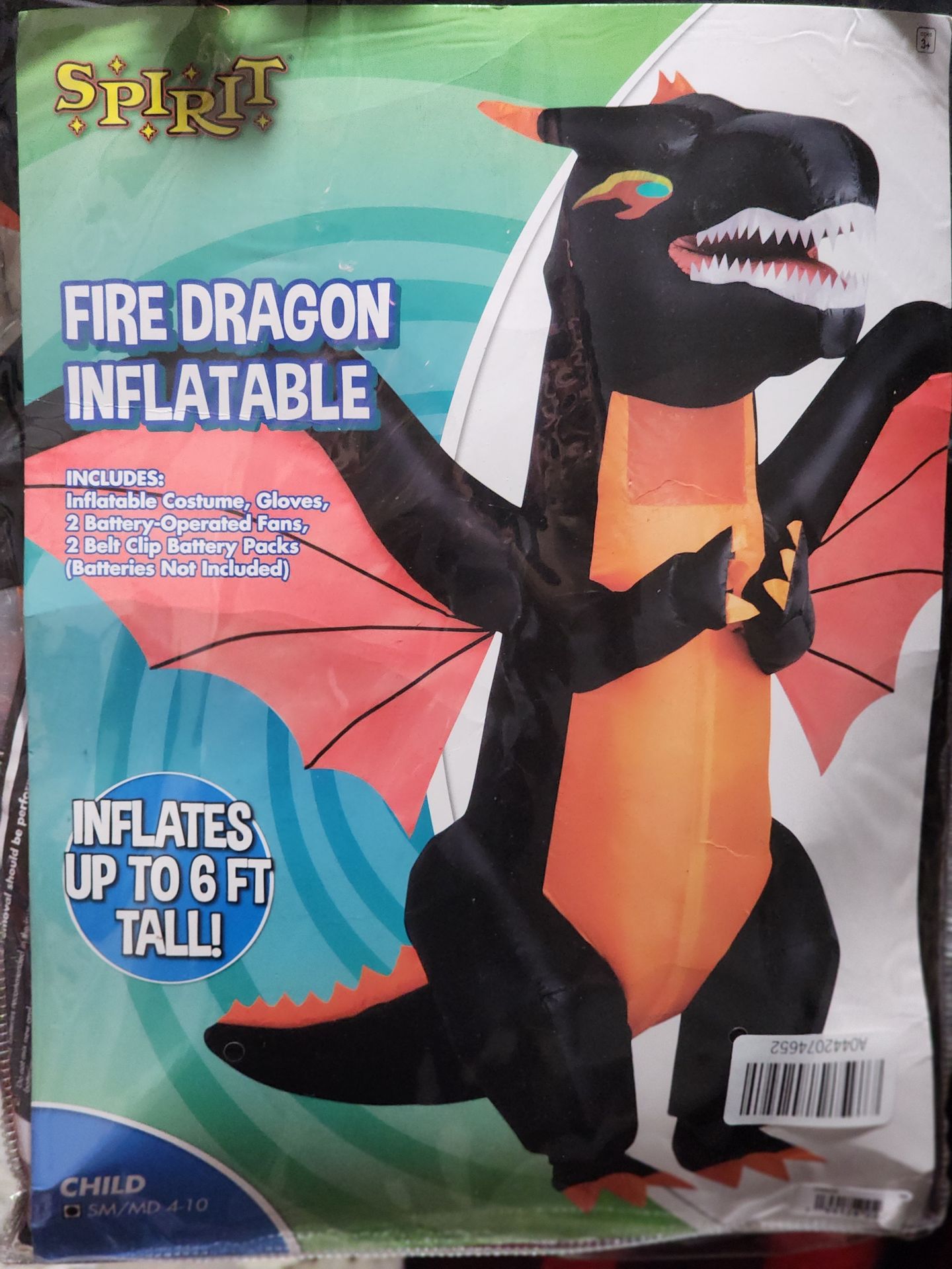 Inflatable Dragon Costume Halloween Spirit size 4-10