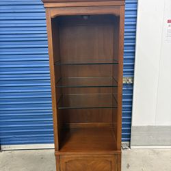 Cherrywood Bookcase/Display Case With Glass Shelves With Lights
