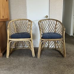 Mid Century Rattan Palm Chairs