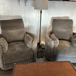 Two Round, Rocking Swivel Recliners