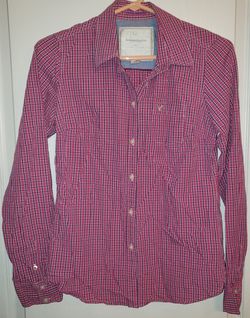 AMERICAN EAGLE OUTFITTERS PINK PLAID SHIRT SIZE 6