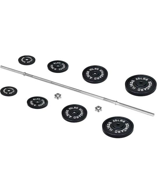 95lb Standard Barbell & Weight Plate Set – New in Box