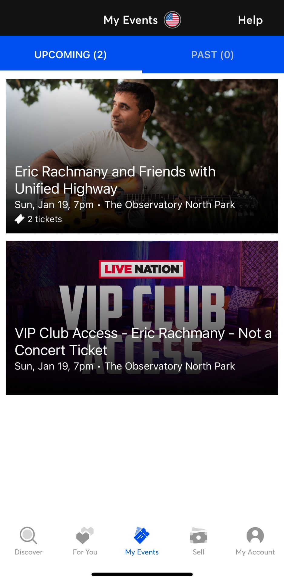 Unified Highway Concert - Eric Rachmany Concert (2) VIP tickets