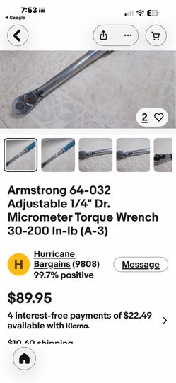 Armstrong 1/4 torque wrench