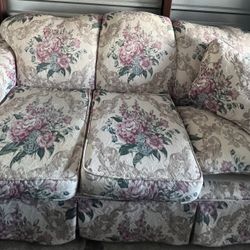 Floral Print 3 Seat, Love Seat And Chair  Like New 