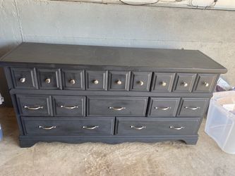 Solid Wood Dark Gray 3-Row Dresser – $115