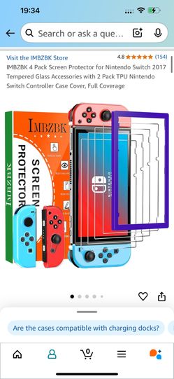 Screen Protector for Nintendo Switch 2017 Tempered Glass Accessories with 2 Pack TPU Nintendo Switch