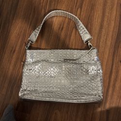 Elliot Lucca purse Leather woven metallic Magnetic Closing At Top