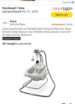 Graco DuetConnect LX Portable Baby Swing and Bouncer