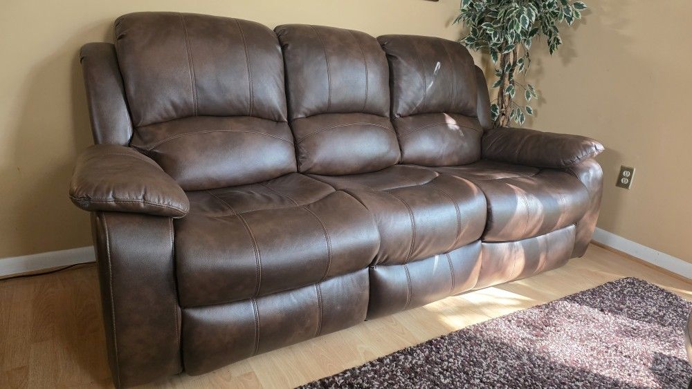 Faux Leather Recliner Sofa Set - 2 Piece
