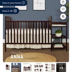 Dream On Me Anna 2-in-1 Full Size Crib and Changing Table, Espresso