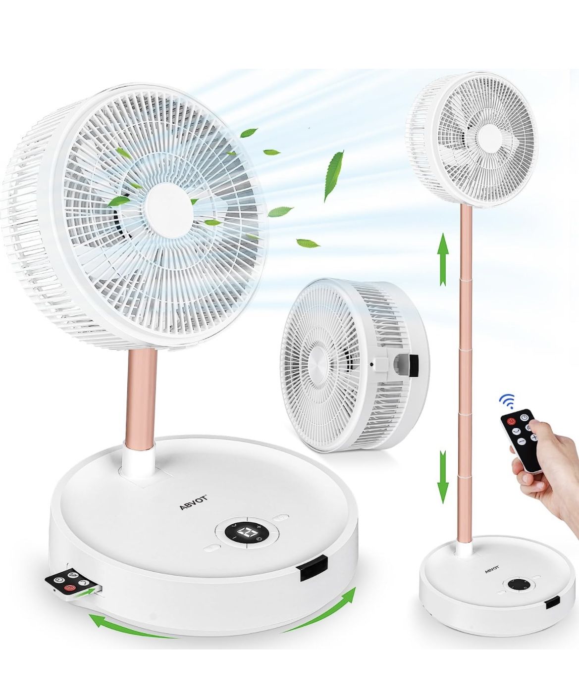 ABVOT Rechargeable Foldable Fan, 12" Portable Travel Fan, 8 Speeds