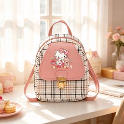 NEW! Hello Kitty Pink Plaid Backpack 🎀 Sanrio Kawaii School/Travel Bag - Small/Medium