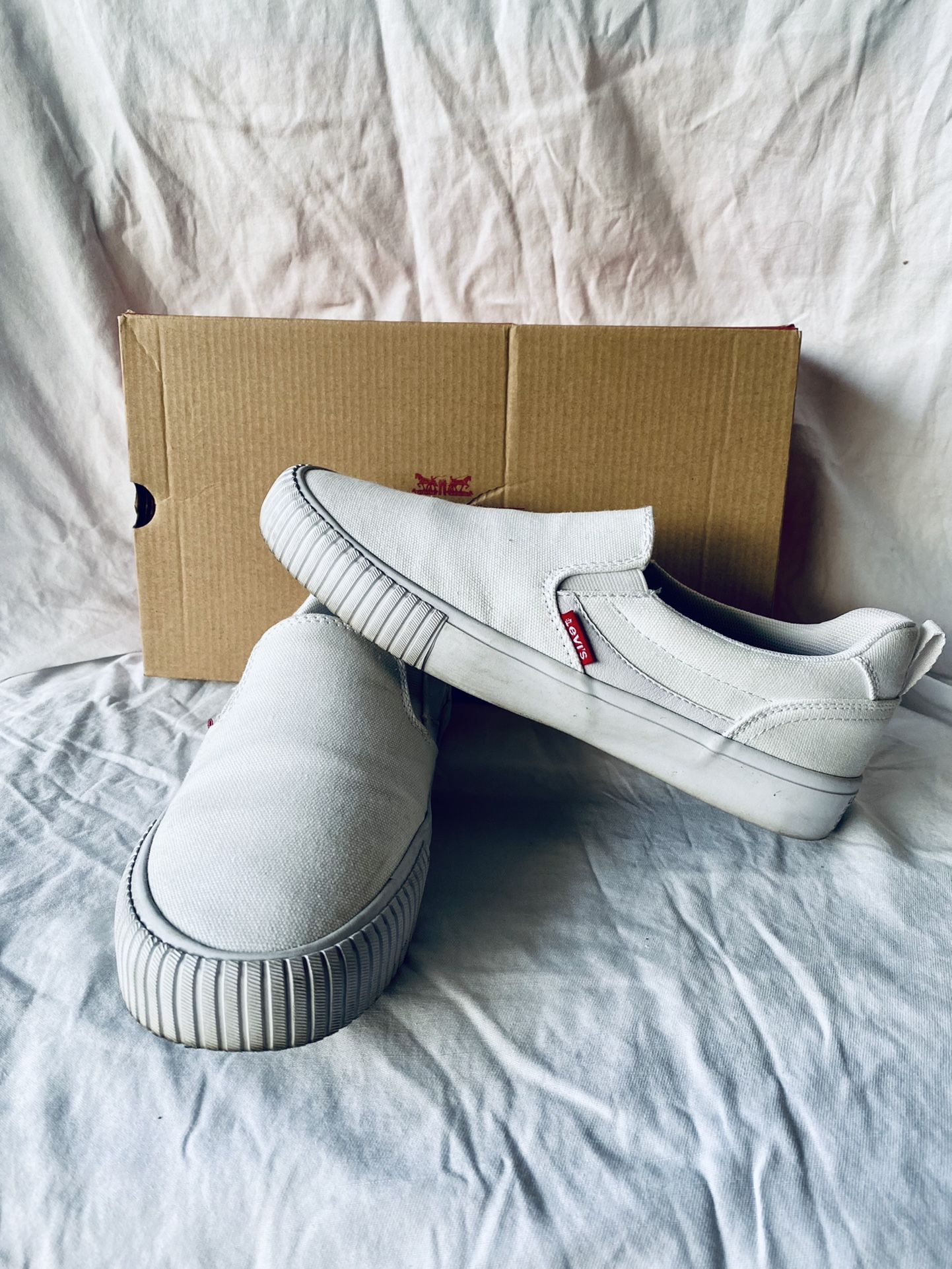 Men’s White Levi Slip-On shoes - Size 8