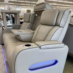 EXCLUSIVE] BOYINGTON GRAY POWER RECLINING LIVING ROOM SET