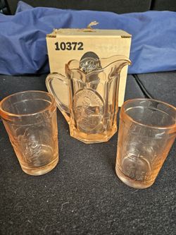Vintage Tiara Children's Nursery Rhyme Pitcher & Glasses