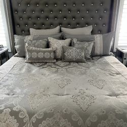 New Beautiful 12 Piece Home Elegant Silver Platinum King Comforter Set