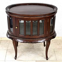 Oval tea - Bar cabinet made of mahogany With Tray On Top! 
