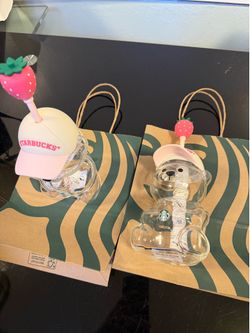 Starbucks Bearista Pink Bear Glass Tumbler