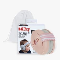 Nuby Soft Sounds Noise-Canceling Earmuffs with Travel Case New In Box-Pink. Great for Fireworks! New Years Celebrations!
