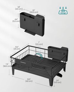 SONGMICS Dish Drying Rack Kitchen w/ Drainboard - Black