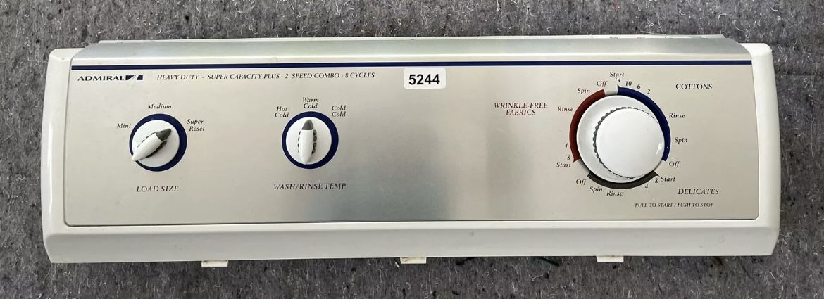 Admiral  Washer Control Panel W Timer Switch  Part# 21002042 21001882 21001522 21001526 