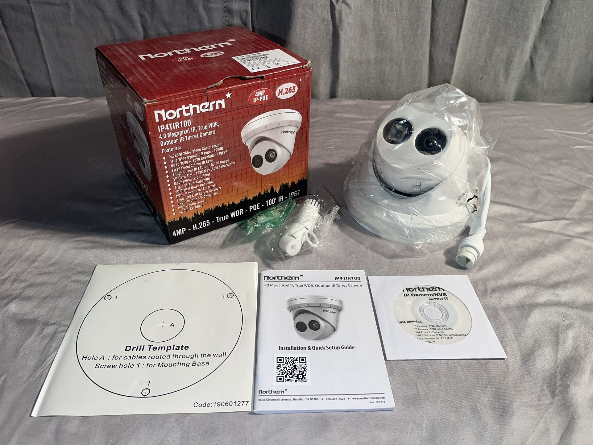 NEW Northern IP4TIR100 4MP IP POE Outdoor Security Camera, 100ft IR Turret, True WDR