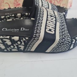 DIOR OBLIQUE EMBROIDERED SANDAL  DIFF SIZES BLACK COLOR