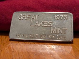 silver .999 bar 1oz. Great Lakes Mint 1973