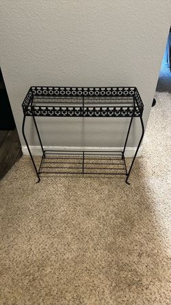 Vigoro 23” black metal 2 -tier rectangular plant stand