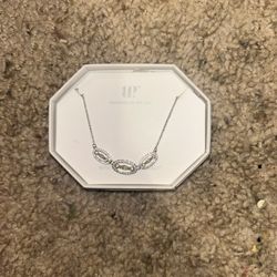 Silver Necklace With Green Accents 