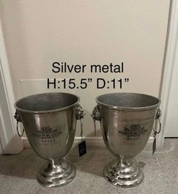 Maison Blanche Médoc Silver Metal Ice Buckets – Set of 2