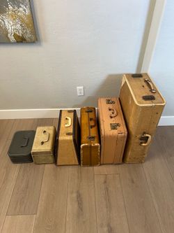 6 Vintage Suitcases - Antique Luggage- Multiple Colors and Sizes