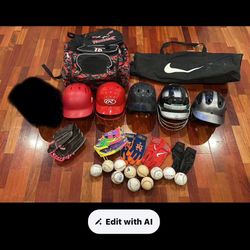 Travel Bag Helmets Soft Baseballs Gloves And More