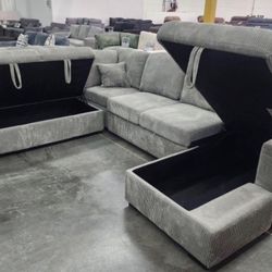 New Large Sleeper Sectional Couch With Storages And USB / Free Delivery 