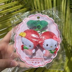 hello kitty cherry keychain plush