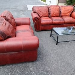 Leather Couch and Loveseat 