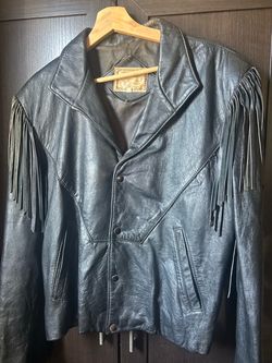 Black Leather Fringe Western Jacket